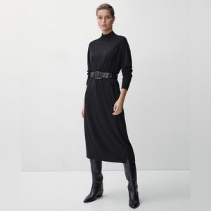 Massimo Dutti Black Long Sleeve Dress